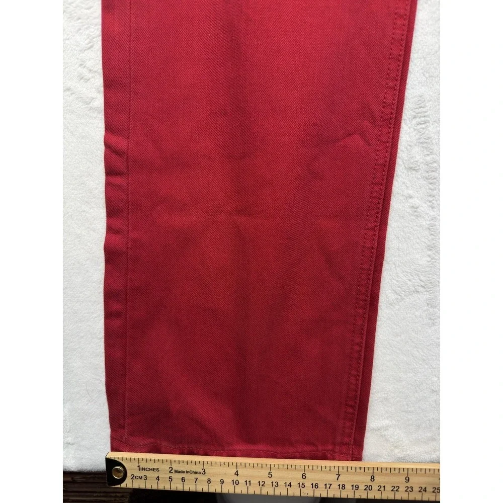 Sean John Clayton Jeans Mens 34x32 Red Slim Straight Denim Chili Pepper Casual